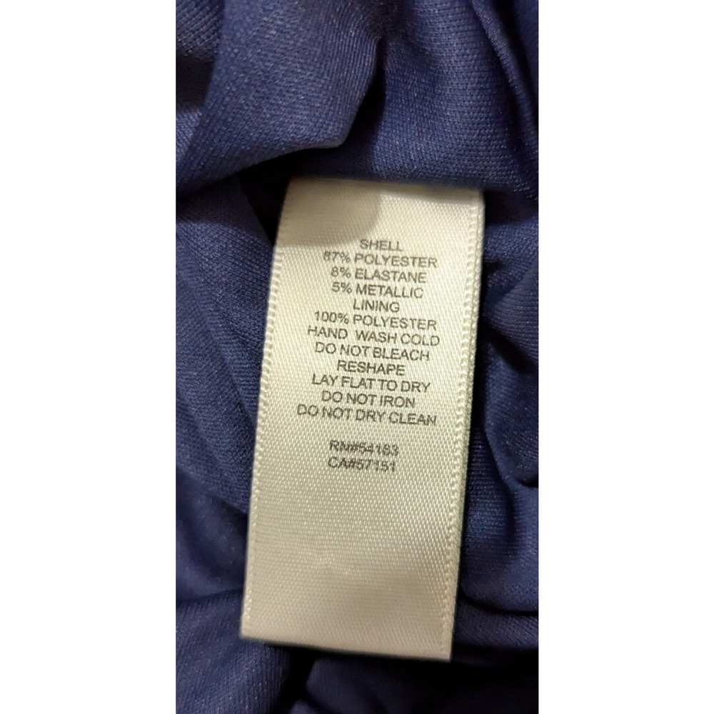 New Eliza J sz 8 Halter Sheath Dress blue shiny sleeveless textured stretch 1534 - Picture 6 of 6